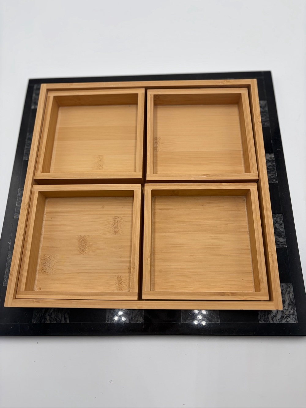 Bamboo 4-Compartment Trinket Tray- Natural